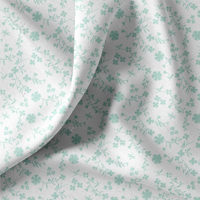 Algodón estampado MARGNEG Blanco / Menta